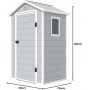Casetta "Harmony Small Store" in PP con porta battente e finestra (L.134 x P.104 x H.204)cm, grigio chiaro