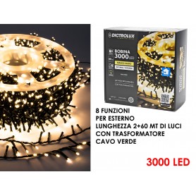 Luci 3000 Led Bianco Caldo per esterno con bobina