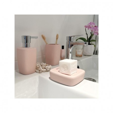 Spirella Porta spazzolini retro in ceramica di colore rosa pastello
