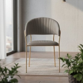 Sedia “Maya” Imbottita in Velluto Grigio