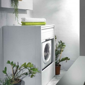 Mobile copri-lavatrice "Cover" in PVC con serranda verticale, bianco