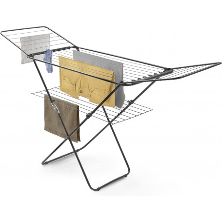 Metaltex Stendibiancheria a cavalletto “Panarea Onyx” pieghevole con ali ripiegabili e griglia extra