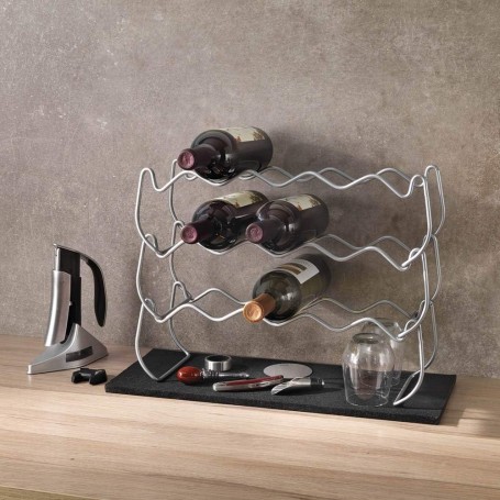 Metaltex Set 3 Portabottiglie Impilabili “Wine Bar12 – Silver”