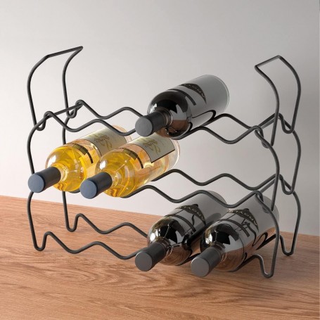 Metaltex Set 3 portabottiglie impilabili “Wine Bar12 Lava”