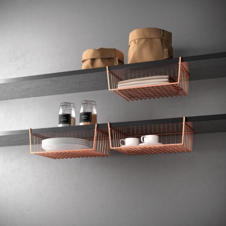 Metaltex Cestello sottoripiano “Canguro 40 – Copper” in filo di ferro Touch-Therm