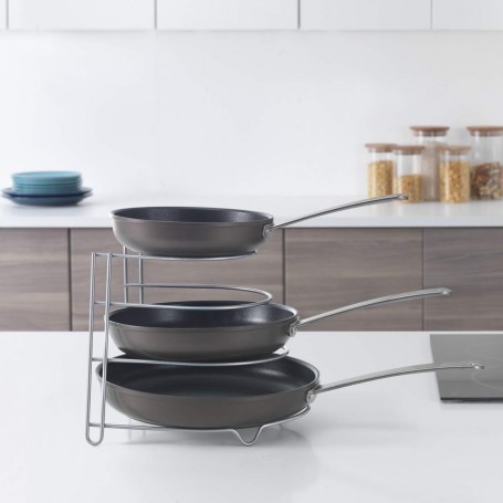 Metaltex Porta padelle 4 posti “Canyon – Silver” in filo di ferro Polytherm