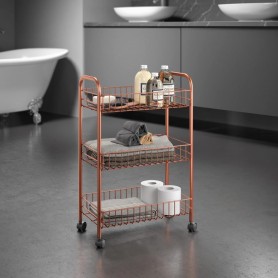 Metaltex Scaffaletto con 3 cesti “Lugano Copper” in filo e tubo di ferro Polytherm