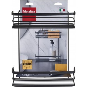 Metaltex Cestello rettangolare 2 piani “Origin – Lava” in filo e piattina di ferro Touch-Therm