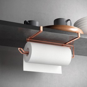 Metaltex – Sottoripiano Porta Rotolo carta cucina “Easy-Roll – Copper” in filo e piattina di ferro Polytherm