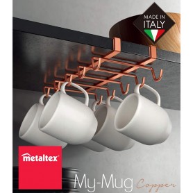 Metaltex Sottoripiano porta 10 tazze “My-Mug – Copper” in filo di ferro Polytherm