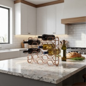 Metaltex Portabottiglie 15 posti “Hexagon15 – Copper” in filo di ferro Polytherm