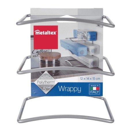 Metaltex Mensola Porta Rotoli da Cucina “Wrappy – Silver” a 3 Ripiani