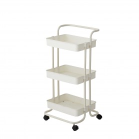 Carrello Cucina Cancun Metallo e PP Bianco 44x36x84 cm – Carrello Multiuso con Ripiani