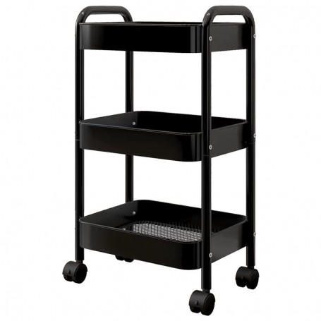 Carrello Cucina Haiti in Metallo Nero 44x30x69 cm – Carrello Multiuso Salvaspazio