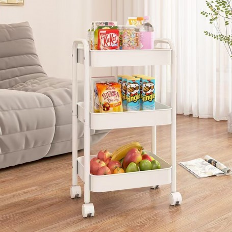 Carrello Cucina Haiti in Metallo Bianco 44x30x69 cm – Carrello Multiuso Salvaspazio
