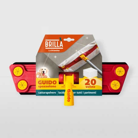 Brillà Spazzolone pavimento “Guido” + 20 panni di ricambio
