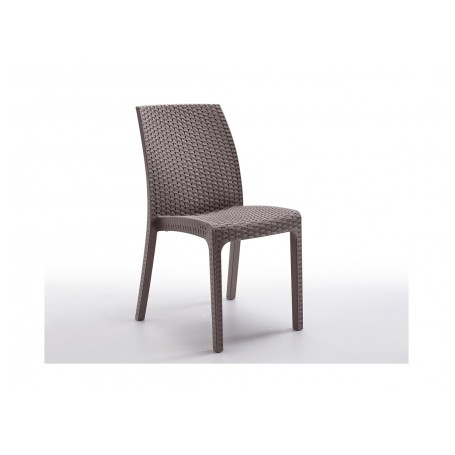 Sedia "Virginia" in Resina Effetto Polirattan Taupe - VestiAmo Casa