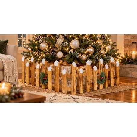 Steccato natalizio in legno L 90 x H 24 cm