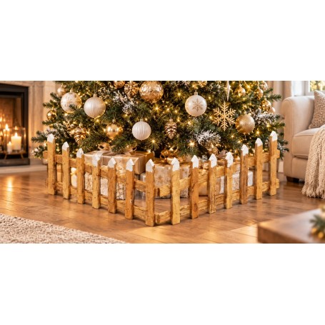 Steccato natalizio in legno naturale L 90 x H 20 cm