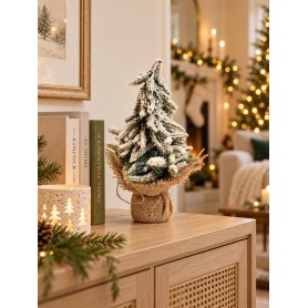 Albero di Natale innevato con base in juta – Ø 6 x H 26 cm