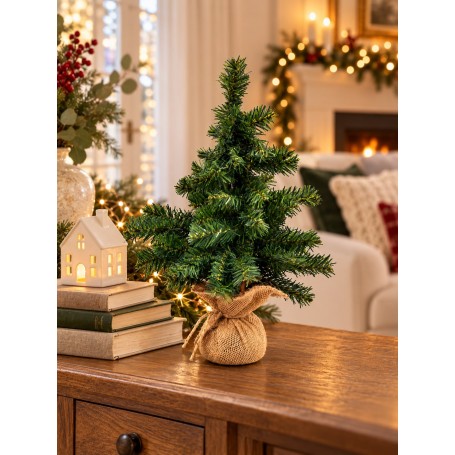 Albero di Natale decorativo con base in juta – Ø 9,5 x H 45 cm