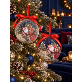 Set 14 Palline di Natale 75 mm Mix 2 Assortimenti con Scatola Decorativa