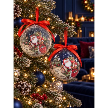 Set 14 Palline di Natale 75 mm Mix 2 Assortimenti con Scatola Decorativa