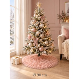 Copribase Albero di Natale in Pelo Sintetico Rosa Ø 90 cm