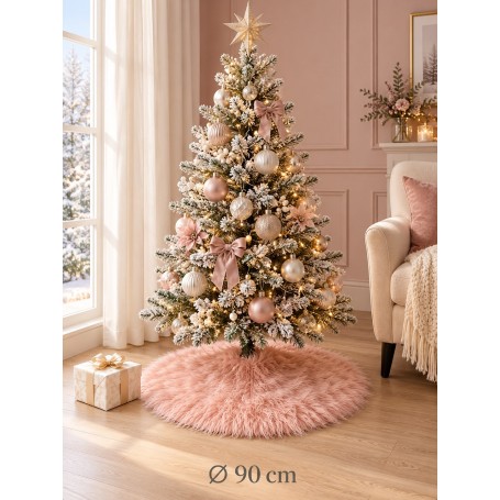 Copribase Albero di Natale in Pelo Sintetico Rosa Ø 90 cm