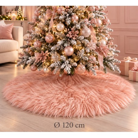 Copribase Albero di Natale in Pelo Sintetico Rosa Ø 120 cm