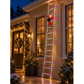 Babbo Natale con Scala Luminosa 3 m RGBY Multicolor IP44