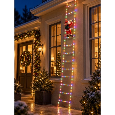 Babbo Natale con Scala Luminosa 3 m RGBY Multicolor IP44