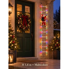 Babbo Natale con Scala Luminosa 1 m RGBY Multicolor IP44