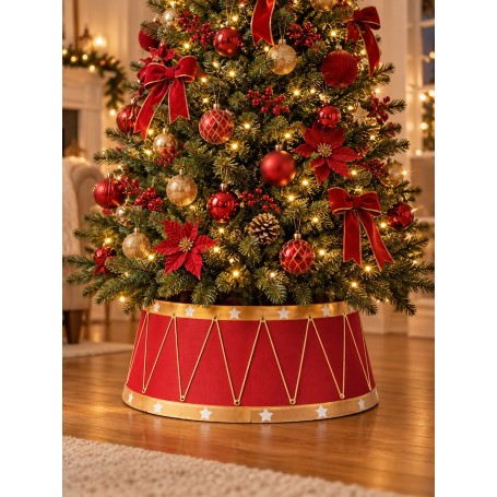Copribase Albero di Natale Ø 65 cm Rosso con Oro