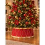 Copribase Albero di Natale Ø 65 cm Rosso con Oro