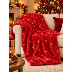 Plaid Natalizio Rosso con Oro 125 × 150 cm – 3 Assortimenti