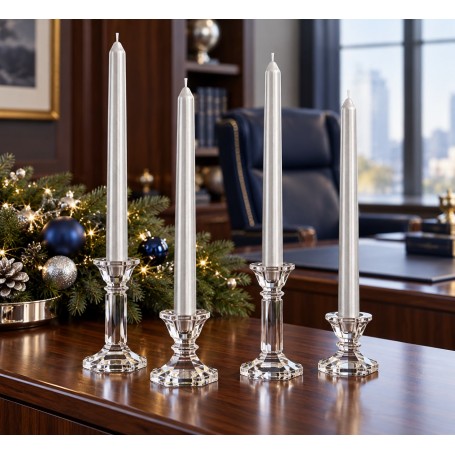 Set 4 Candele Lisce Silver da 30 cm
