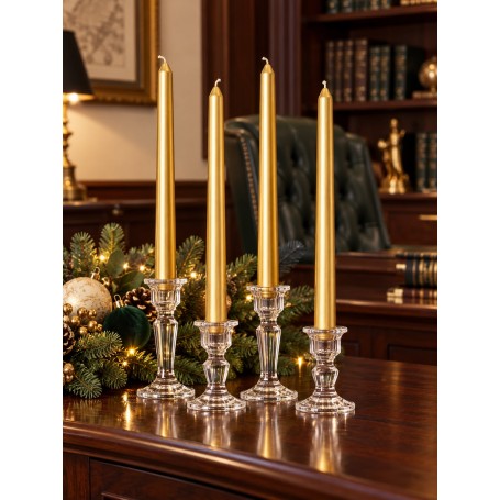 Set 4 Candele Lisce Oro da 30 cm