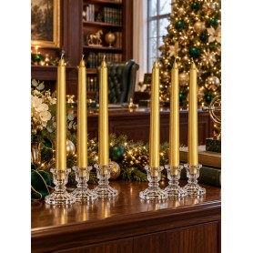 Set 6 Candele Lisce Oro da 20 cm