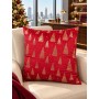Cuscino Natalizio in Velluto Decorato 45 x 45 cm Rosso
