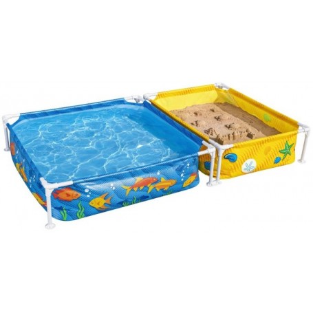 Bestway Piscina gioco rettangolare e box sabbia combinati per bambini (213x122x30.5)cm (Art.561CF)