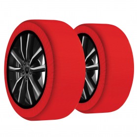 Calze da neve per auto "Active series" misura L, rosse (omologate EN 16662-1)