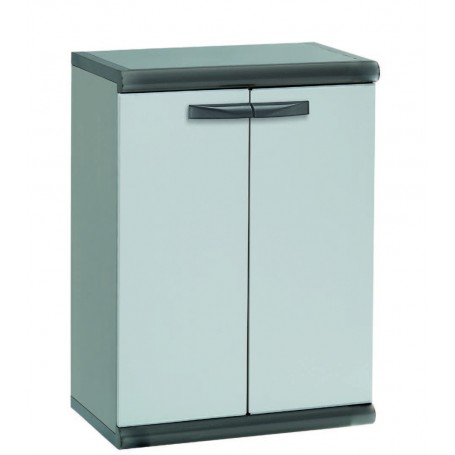 Mobiletto "Scik Basic Recycled 90/2/TP" in PVC 80% riciclato, multiuso - 2 Ante e 1 Ripiano (62,5x39xH.84)cm, grigio