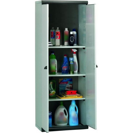 Mobile "Scik Basic Recycled 170/2/TP" in PVC 80% riciclato, multiuso - 2 Ante e 3 Ripiani (62,5x39xH.169)cm, grigio