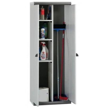 Mobile "Scik Basic Recycled 170/2/PS" in PVC 80% riciclato, multiuso - 2 Ante e 3 Ripiani (62,5x39xH.169)cm, grigio
