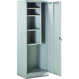 Armadio Porta-scope 1 Anta e 4 Ripiani con Divisorio in lamiera d'acciaio (L.61,5xP.49xH.180)cm, grigio