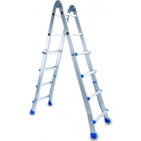 Scala telescopica in alluminio "Everest" 4+4 gradini, conforme "UNI EN 131"